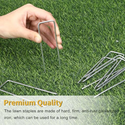 HongWay 60 Pack Landscape Staples 4 Inch, Galvanized Garden Stakes - size: 4 Inch, 60pcs