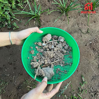 4pcs Sifter for Rocks, Sifting Pan, Fossil Soil Sieves Screen for Gardening, Fine Classifier Compost Strainer, Round Plastic Riddle Work Tray Small Set for Dirt Sand Mealworm Casting Gravel, Green