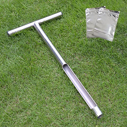 Soil Probe 20 Inch with 2 Bags, Soil Sample Probe for Lawn House Plants, T-Handle Soil Sampler Probe Rod, Stainless Steel Soil Test Kits Tool for Soil Sampling - size: 20"