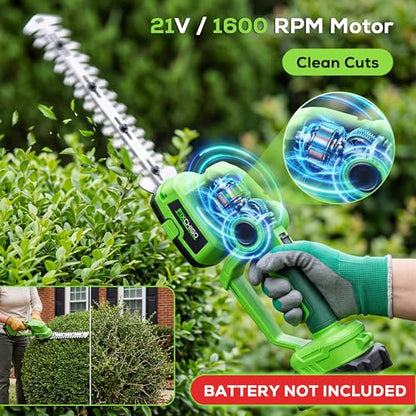 21V Cordless Hedge Trimmer, 2 in 1 Handheld Bush Trimmer Compatible with MAKITA 21V Battery(Battery not Included), Electric Grass Shear for Garden Yard Lawn Care, Powerful & Lightweight - size: Hedge Trimmer Only