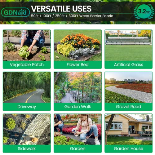 4ftx50ft Weed Barrier Landscape Fabric Heavy Duty, Premium 3.2oz Weed Barrier Fabric Weed Tarp, Weed Fabric, Garden Landscaping Fabric - size: 3.2oz-4x50ft