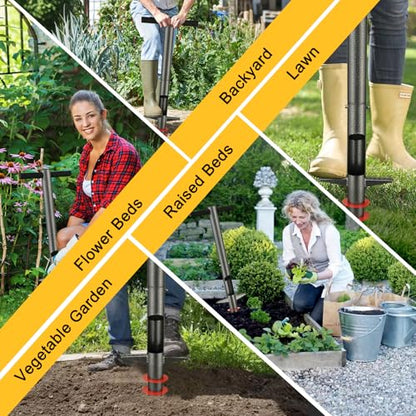 Bulb Planter & Sod Plugger - 34" Long Handle Grass Plugger Tool for Lawn Repair, Heavy Duty Garden Hole Digger with Easy Plug Release for Zoysia Plugs, Bare Spots, Tulip Planting,Turf Transplanting - color: Gray