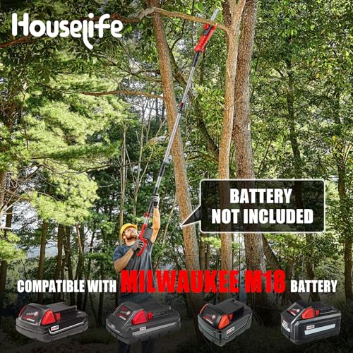 8-Inch Cordless Pole Saw Compatible with Milwaukee M18 18V Battery - color: Red