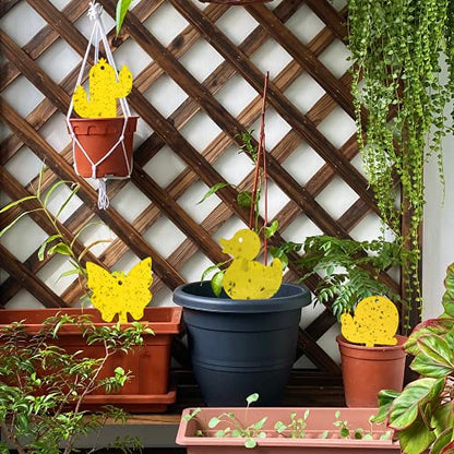 Gideal 48-Pack Dual-Sided Yellow Sticky Traps for Indoor/Outdoor Use, Gnat Trap for Flying Plant Insect Such as Fungus Gnats, Whiteflies, Aphids, Fruit Fly, Leafminers, etc - Cute Shapes - size: 48 Pack