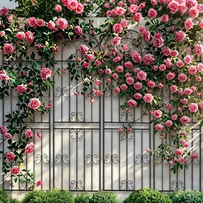 Metal Garden Trellis, 86.7" H x 19.7" W Black Coated Wire Lattice Panel, Sturdy Plant Support for Climbing Roses Vines Cucumbers Vegetables Outdoor Patio Yard (4 Packs) - color: 4PCS
