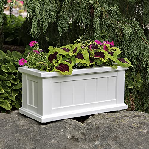 Mayne Cape Cod 24in Self-Watering Rectangular Planter, White - color: White, size: 24in x 11in