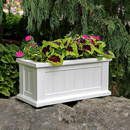 Mayne Cape Cod 24in Self-Watering Rectangular Planter, White - color: White, size: 24in x 11in