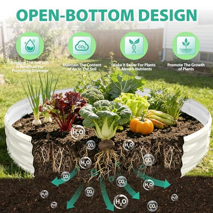 12 Inch Tall 72 Inch Diameter Round White Raised Garden Bed Kits Outdoor - color: Cream White, size: 72 Dia X 12 inches
