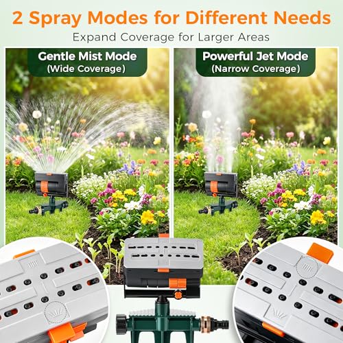 4 Way Adjustable Mini Turbo Oscillating Lawn Sprinkler(Triangular Base) - style: Metal Spike Base