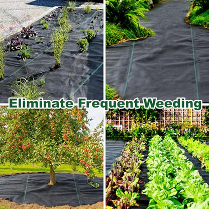 Weed Barrier Landscape Fabric 3FT x 50FT , with 20 U-Shaped Ground Stakes - size: 3FT*50FT
