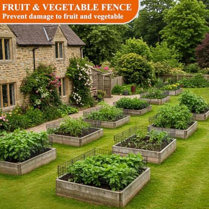 Garden Fence 28.2 FT x 12" H, Decorative Metal Border for Flower Beds - size: 26 Square Panels-28.2 ft (L) x 13 in (W)