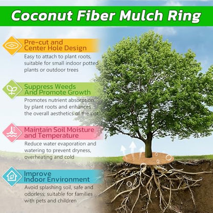 Legigo 4 Pack Coconut Fiber Mulch Ring Tree Plant Protector Mat, 14 Inch - color: 4 Pack, size: 14 Inch