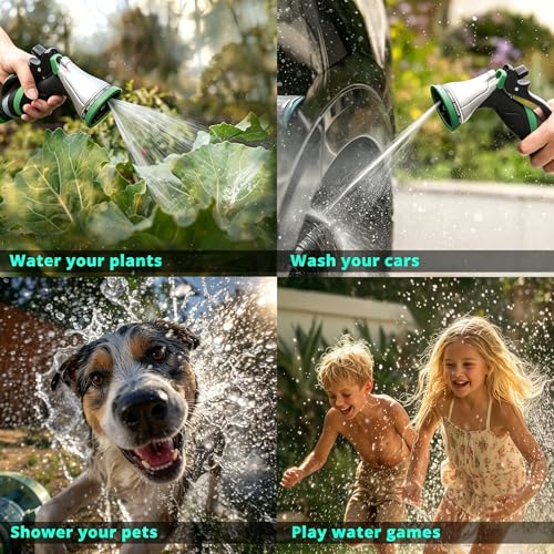 QUOBAS Metal Garden Hose Nozzle, Heavy Duty Water Hose Sprayer, Leak Proof - color: Green
