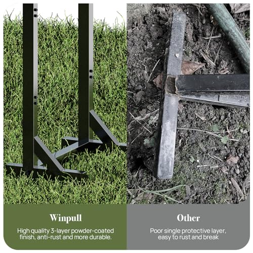 Winpull Garden Hose Holder, Metal Freestanding Hose Stand with 4 Spikes, Holds up to 150FT Hose, Sturdy Hose Reel Alternative, Heavy Duty Hose Storage for Outside Yard Lawn - color: Black-double