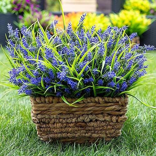 AXYLEX Artificial Lavender Outdoor, 20 Bundles Fake Plants (Purple) - color: Purple