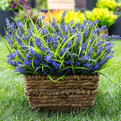 AXYLEX Artificial Lavender Outdoor, 20 Bundles Fake Plants (Purple) - color: Purple