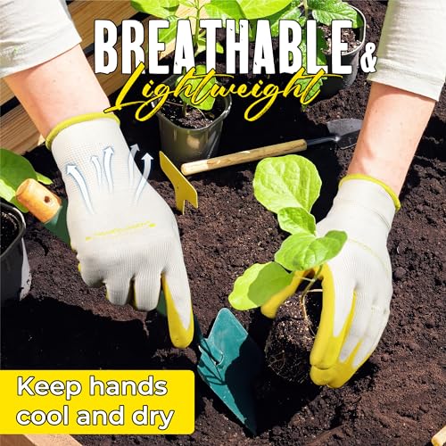HANDLANDY 2/3/6 Pairs Womens Gardening Gloves, Garden Gloves for Women - color: White (3 Pairs), size: Small