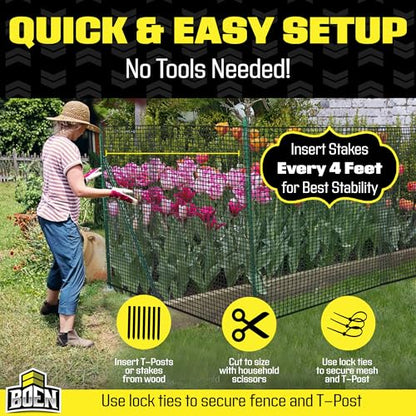 Plastic Garden Fence 4'x50' Black, Mesh Roll for Dog Deer Rabbit Barrier - color: Black, size: 4' x 50'