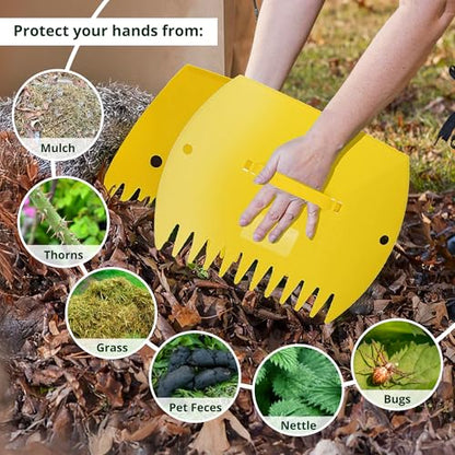 GardenHOME Leaf Picker Upper, Leaf Scoops Hand Rakes, Leaf Grabber Claws - style: light yellow