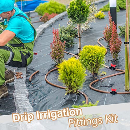 Outus 68 Pcs 1/2 Inch Drip Irrigation Fittings Drip Irrigation Fitting Kit Switch Tee Coupling Elbow and End Cap Plastic Plug Drip Irrigation Connector for Compatible Drip or Sprinkler System