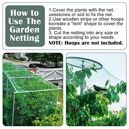 Unves Garden Netting, 13 x 33 FT Heavy Duty Bird Net, Green - color: Green, size: 13 x 33 Ft