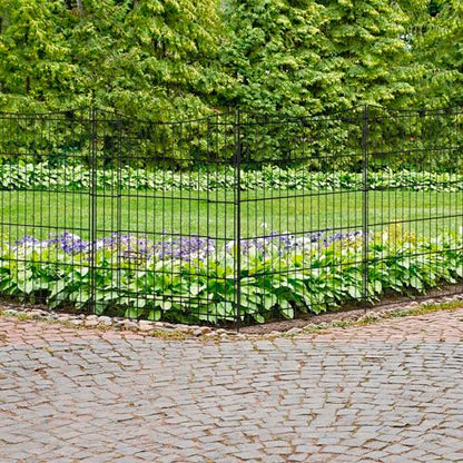 INJOPEXI Decorative Garden Fence 12 Panels 26ft(L)×36in(H) Metal Garden Fences with 11 Panels + 1 Gate, Animal Barrier Rabbit Fence Rustproof Wire Temporary Dog Fencing Outdoor for Backyard Lawn - size: 12 Panels 26ft(L)-36"(H) - With Gate