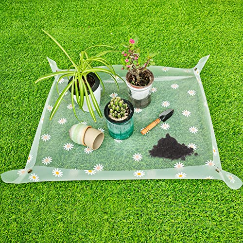 Repotting Mat for Indoor Plants Waterproof Clear Potting Mat Foldable Plant Potting Repotting Tray Portable Gardening Tray for Indoor Potting Soil, House Plants Orchid,Succulents 31.5 x 23.6 - color: Daisies, size: M 31.5 x 23.6"