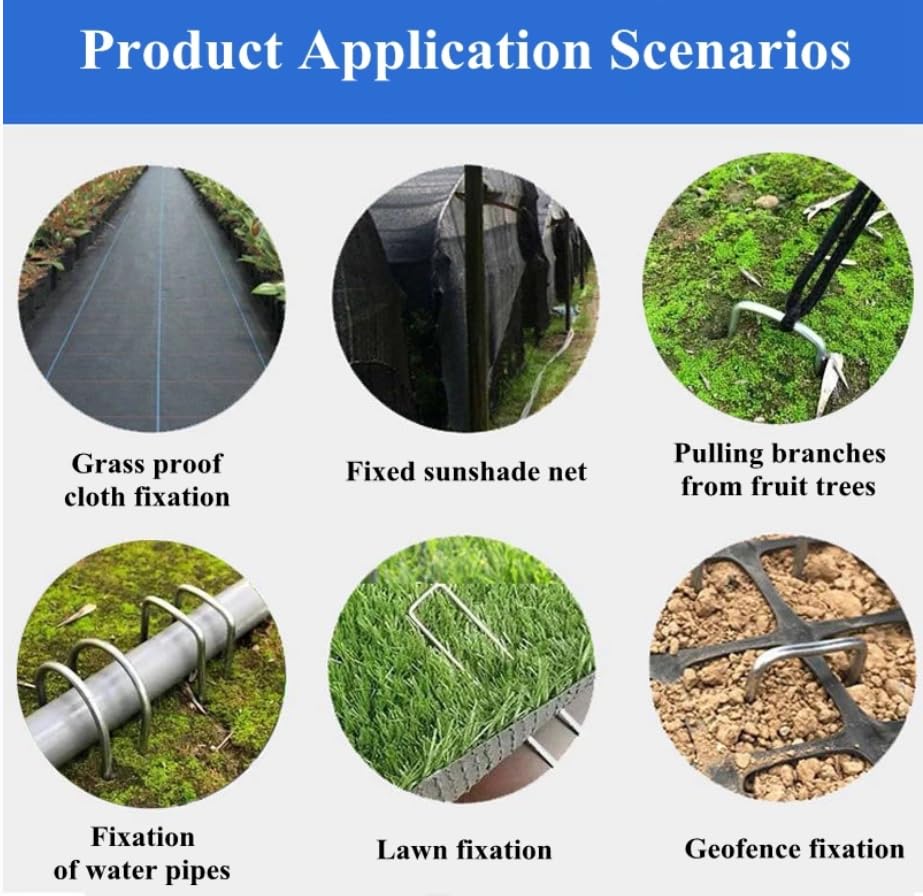 50 Pack 6 Inch Garden Stakes, Galvanized Landscape Staples for Weed Barrier Fabric, Heavy Duty Sod Pins Securing Pegs Netting Ground Sheets and Fleece, Ground Cover, Irrigation Tubing - size: 6 INCH-50Packs