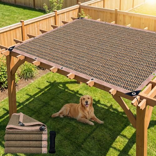 90% Sun Shade Cloth with Grommets, 6.5 x 10 FT Pergola Replacement Shade Cover Canopy Privacy Screen for Outdoor Patio Garden, Mocha - color: Mocha, size: 6.5 x 10 FT