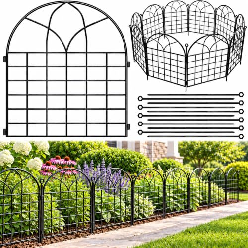 Tall Garden Fence, 25 ftx32inH Rustproof No Dig Animal Barrier, 10 Pack - size: 10L-Arched Panels-25ft(L)x32" Arch H