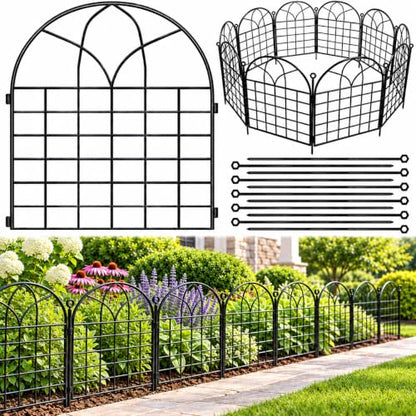 Tall Garden Fence, 25 ftx32inH Rustproof No Dig Animal Barrier, 10 Pack - size: 10L-Arched Panels-25ft(L)x32" Arch H