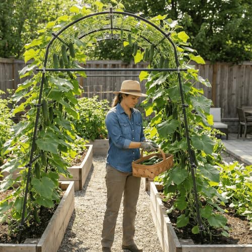 7FT Tall Heavy-Duty Metal Garden Arch Trellis for Climbing Plants Outdoor - size: 71"L×70"W×82"H