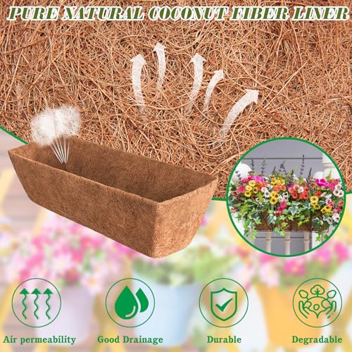 Halatool 3 Pack 24" Trough Coco Liners Replacement for Window Box Planters - size: 24 in