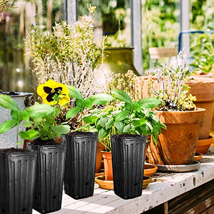 RunNico 50pcs Plastic Deep Plant Nursery Pots,11.8”Tall Tree Pots,Black Deep Seedling Container Pots with Drainage Holes for Indoor Outdoor Gardening (3.9" Wx11.8 H) - color: 3.9"wx11.8"h