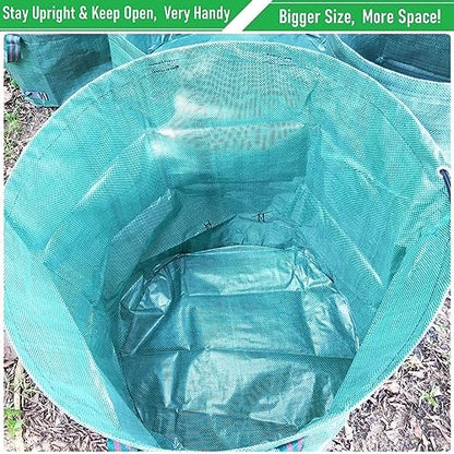 Professional 3-Pack 63 Gallon Lawn Garden Bags Large (D31,H19 inch) Yard Waste Bags W/Gardening Gloves,Standable,Reusable Leaf Bag,Lawn Debris Bin,Garden Trash Container,Plant Trimmings Bag 4 Handles - size: 1 Count (Pack of 3)