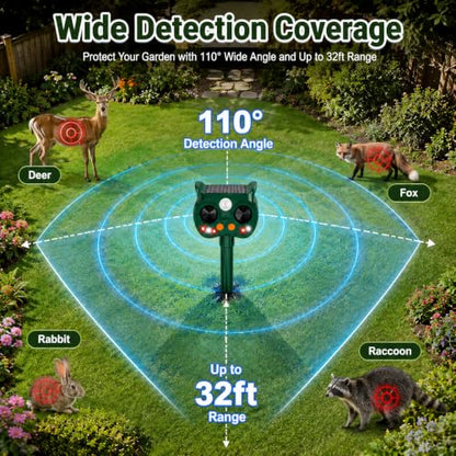 2Pack Solar Animal Repeller Outdoor, Sonic Fortress Pro Deer Repellent