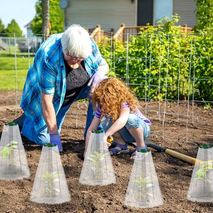 Garden Cloches for Plants, 20 Pack Garden Cloche with Rotary Vent, Reusable Bell Plant Covers with 40Pcs Ground Stakes, Plant Cloche Protectors from Animals Snails Birds Chickens, 7.9" H X 6.7" D