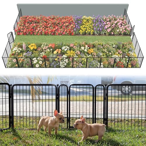 FXW No Dig Garden Fence, Outdoor for Yard, 24in(H) x 45.6ft(L), 24 Panels - color: Black, size: 24"H