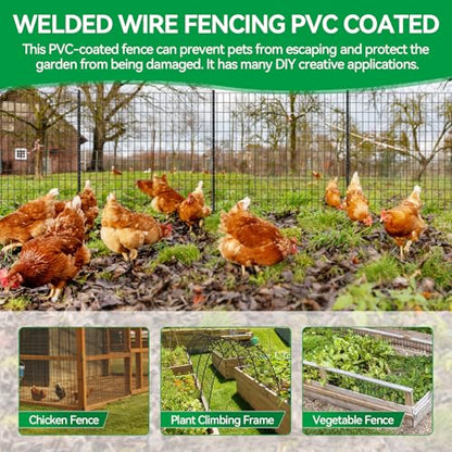 Welded Wire Fence, 100t(L) x 36inch(H) PVC Anti-Rust Coated Wire Mesh, 2 Inch x 3 Inch 16GA Garden Edging Border, Roll Metal Animal Barrier for Yard Vegetable Plant Protection Poultry Netting - size: 100ft(L) x 36inch(H)