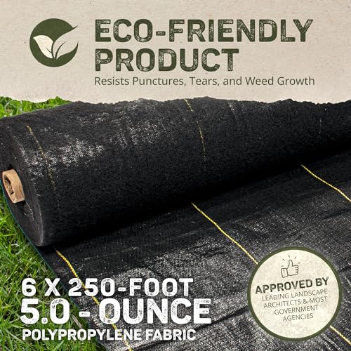 Dewitt 6 x 250 Foot Weed and Mulch Barrier Landscape Woven Fabric Ground Cover, Ideal as Fabric for Yards, Grounding Sheets, Fake Rock, or Floor Mat - size: 4 Pack, style: 6' x 250'