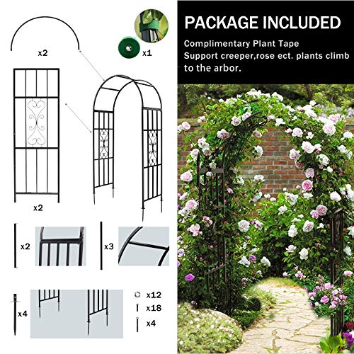 SCENDOR Metal Garden Arbor, Curved Iron Trellis Arch, Outdoor for Climbing Plants & Wedding Ceremony