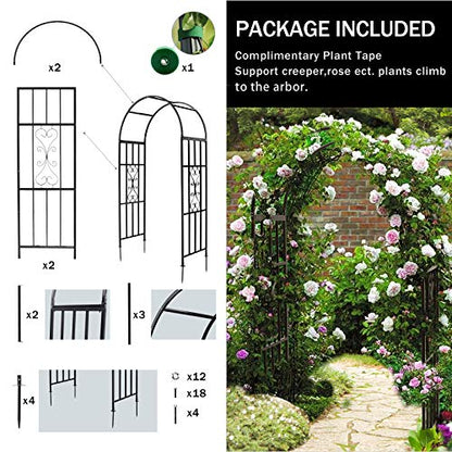 SCENDOR Metal Garden Arbor, Curved Iron Trellis Arch, Outdoor for Climbing Plants & Wedding Ceremony
