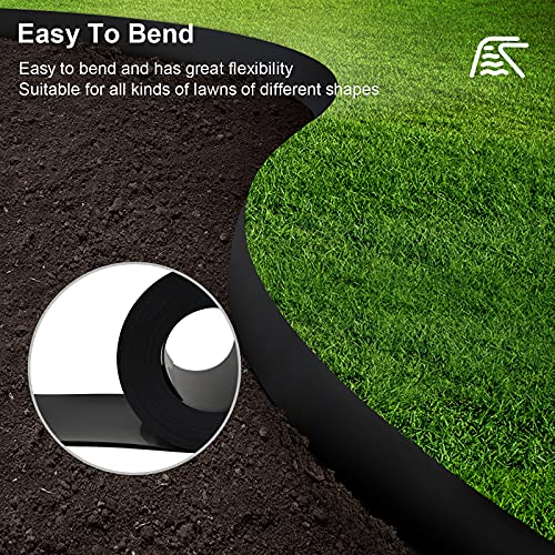 12 Gauge 20 Feet Grass Weed Barrier Landscape Edging 10 inch Depth Flexible Border Roll Lawn Landscape Garden Edging for Backyard Driveway Path Sidewalk