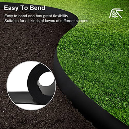 12 Gauge 20 Feet Grass Weed Barrier Landscape Edging 10 inch Depth Flexible Border Roll Lawn Landscape Garden Edging for Backyard Driveway Path Sidewalk