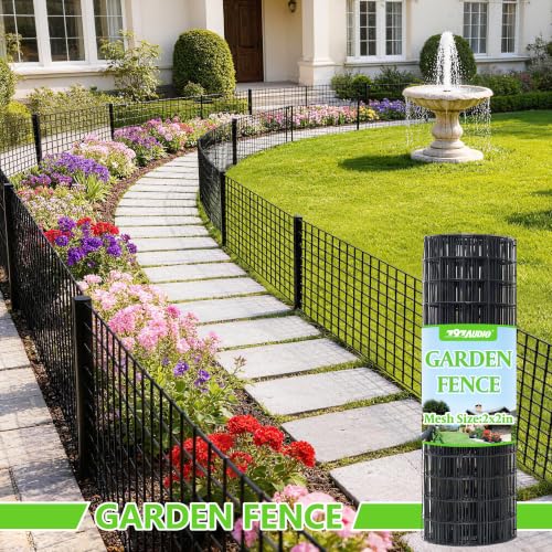 Black PVC Coated Welded Wire Fencing,2"x2" 16 Gauge,24inch H x 100ft L Garden Wire Fence Roll,2/3/4/5/6ft Tall x 50/100 ft Long Vinyl Coating Metal Wire Mesh for Yard,Farm,Dog,Vegetable Protection - color: Black, size: 2"x2" 24inx100ft
