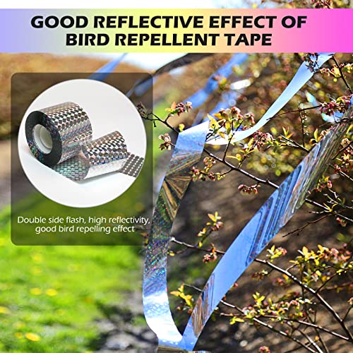 Ruolan Bird Scare Tape Ribbon,Reflective Tape Keep Birds Away Outdoor,Double Side Bird Flash Tape, Scare Geese, Pigeon, Duck, Woodpecker (350FT) - size: 350FT