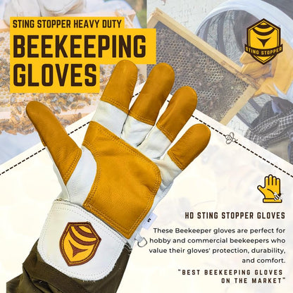 Sting Stopper Heavy Duty Beekeeping Gloves, White, X-Small - color: White, size: X-Small