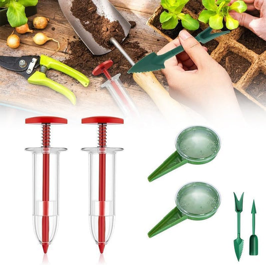 Upgraded Mini Seed Spreader, 2025 Newest Planter Tool, Small Sowing Seed Dispenser, Manual Seedlings Dibber and Widger Set, Handheld Garden Seed Sower Planter Lawn and Garden Spreaders for Tiny Seeds