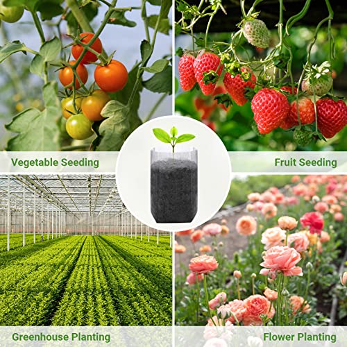 GREANER 200 PCS Nursery Bags, 5.5"x6.3" Non-Woven Fabric Seedling Bags Biodegradable for Home Garden Supply, Tree, Flower, Vegetable, Nursery Pots Container Plants Pouch - size: 5.5"x6.3"/200pcs