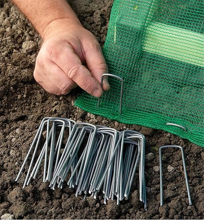 100 Pack 6 Inch Garden Stakes, Galvanized Landscape Staples for Weed Barrier Fabric, Heavy Duty Sod Pins Securing Pegs Netting Ground Sheets Irrigation Tubing - size: 6 INCH-100Packs